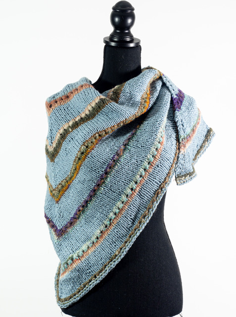 blue and noro shawl