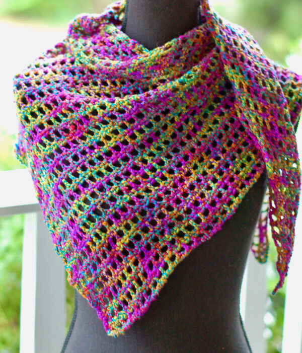 Rainbow of color crochet shawl