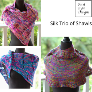 three colorful silk shawls
