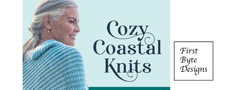 lovely photo of ellen wearing the Atlantic poncho on the cover of cozy coastal knits