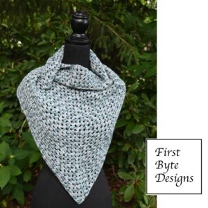 shawl in blues greens and white to brighten up the foggy days